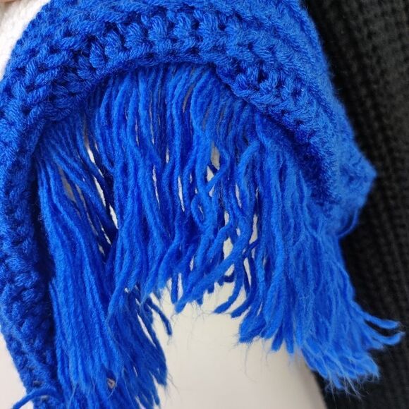 Nwt free Generation Sweater Sz S Fringe Sleeve Color Block Blue Black New - Picture 8 of 14